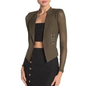 Material Girl Mesh Blazer Olive Night Macy’s New